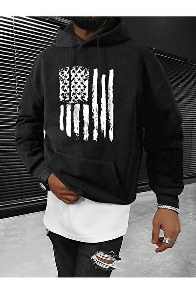 donamod Hoodie sa kapuljačom i klokanovim džepom sa grafičkim slovima