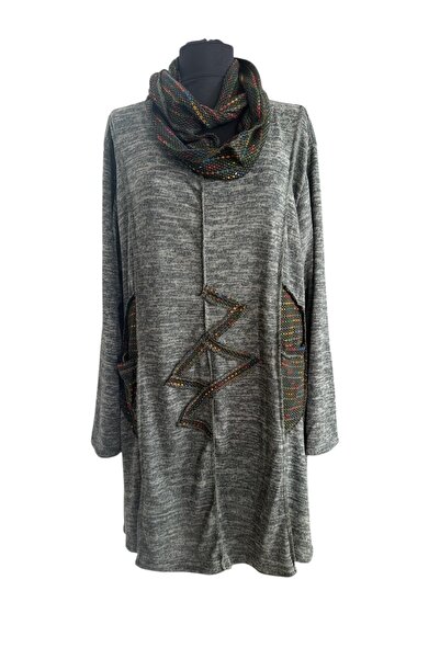 PHUTİ COLLECTION Degaje collar knitwear dress