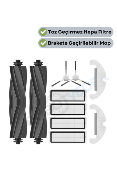 robotyedek Dreame D10 Plus Gen 2 (Rll42Sda) Compatible Replacement Rubber Bru...