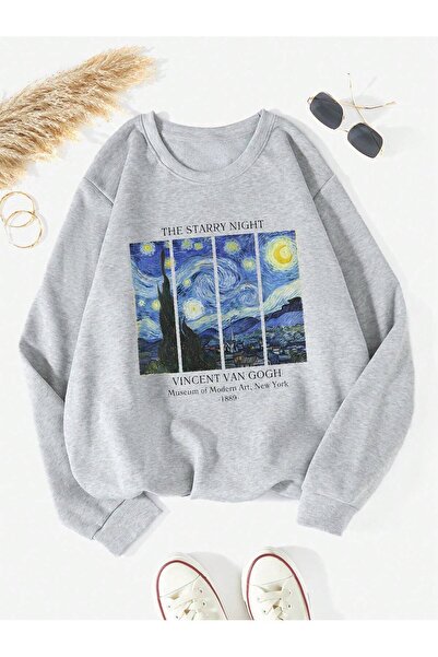 donamod Sweat unisex pentru femei/bărbați cu vopsea în ulei și slogan grafic