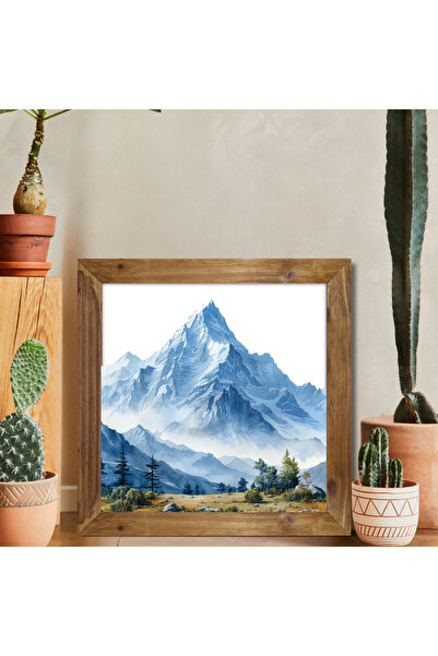 Tuba Decor Tablou pătrat cu rame din lemn, munți și peisaj