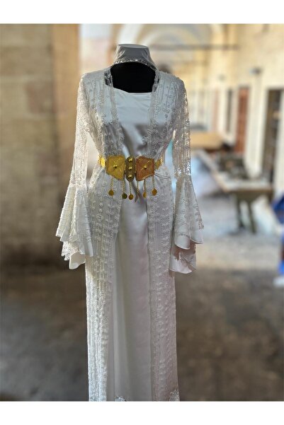 MODA İçi Saten Taşlı Abiye Kaftan Şal Ve Kemer Dahil