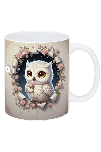 Elbasan Tekstil Owl Printed Ceramic Mug Cup Mug Gift