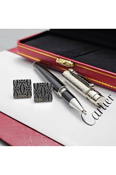 Cartier قلم كارتير سانتوس بنقوش مفرغة مع كبك كارتير دائري كلاسيك