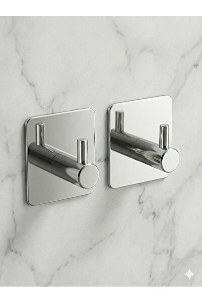 Staal 304 Paslanmaz Çelik Duvar Askısı 2’li Set – Parlak Metalik Yüzey, Banyo...