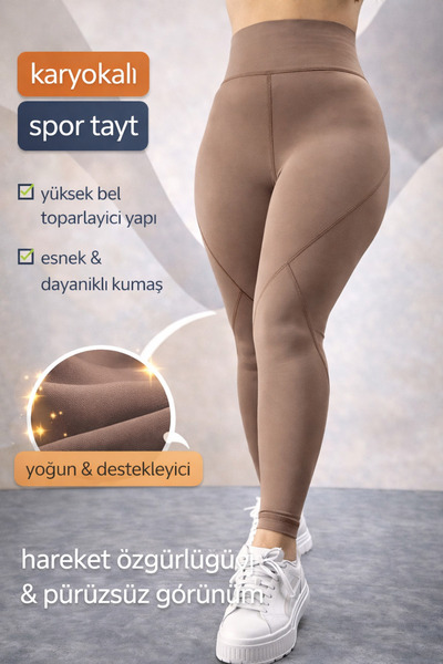 AzraKotan Sport Karyokalı Yüksek Bel Toparlayıcı Spor Tayt