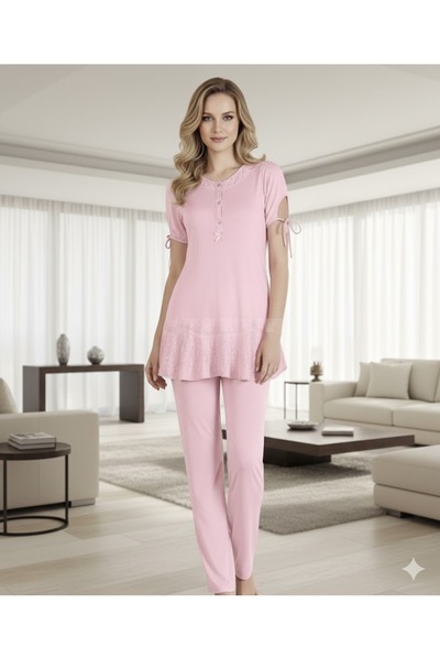 İpek Women's Short Sleeve Lace Detailed Pajama Set