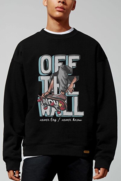 donamod Off The Wall supradimensionat Black Swea tricou VDPSWT182