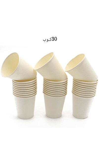 Generic أكواب قهوة ساخنة من ورق الكرافت، 30 كوبًا، سعة 12 أونصة، بيضاء اللون