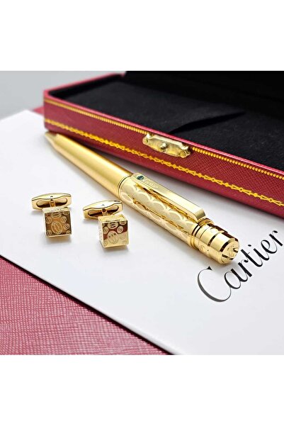 Cartier Cartier Louis pen with geometric patterns and cufflinks