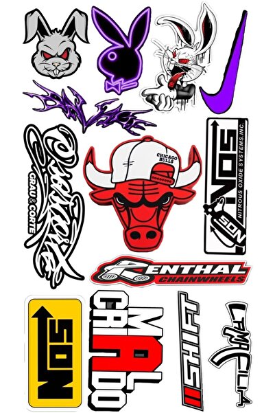 ReklamX Motosiklet-Otomobil-Bisiklet sticker çoklu set 1 adet (A 4 boyutu)