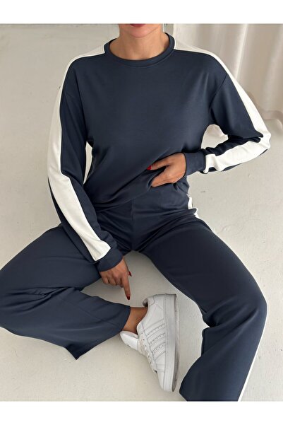 winmoda Women's Modal Tracksuit Set with White Stripes on the Sides - Lightwe...
