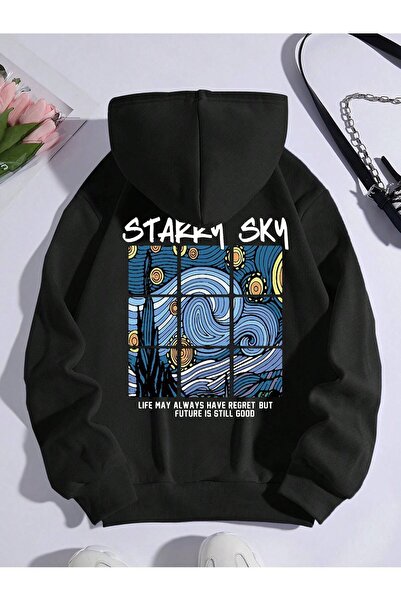 donamod Top unisex pentru femei/bărbați cu slogan grafic cu șnur K cu glugă