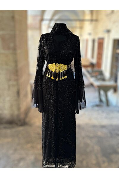 MODA Taşlı Şifon Abiye Kaftan Şal Ve Kemer Dahil