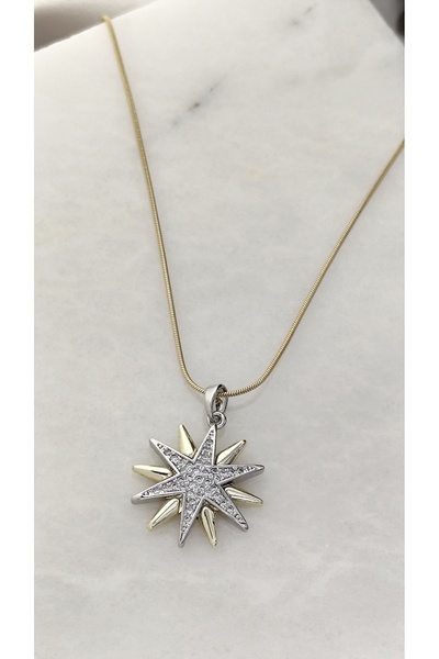DİAVENTA TAKI VE AKSESUAR 316L Steel Polar Star Model Steel Necklace 45cm