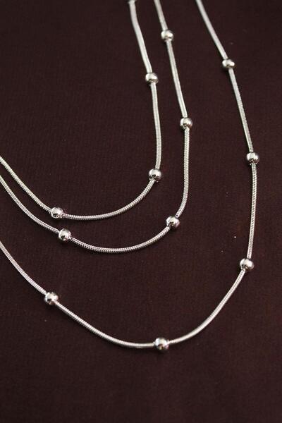 Inure Jewelry قلادة متعددة الطبقات من الفولاذ 316L بلون فضي، تصميم بسيط