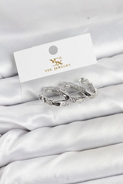 Inure Jewelry طقم أقراط من النحاس الفضي اللون مرصع بحجر الزركون على شكل ثعبان...