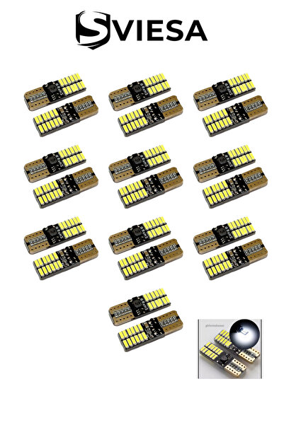 Sviesa T10 Dipsiz W5w Canbus 24 Ledli Beyaz Park Plaka Ampulü (10 Takım)
