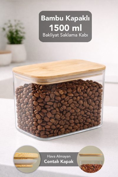 Meleni Home Bamboo Lid Aura Rectangular Storage Container - Vacuum Airtight L...