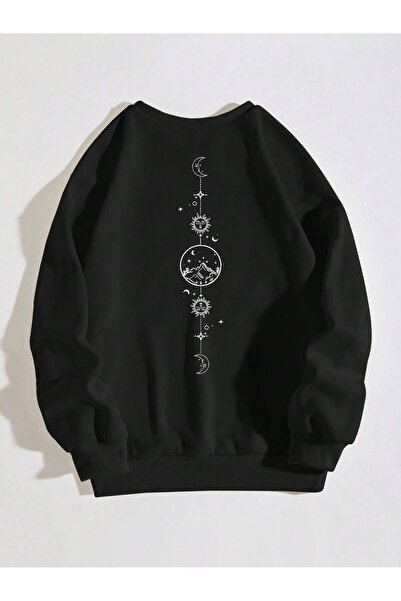 donamod Sweat unisex pentru femei/bărbați Sun and Moon cu imprimeu