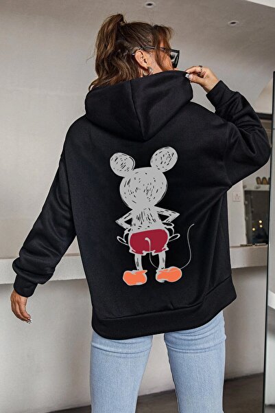 donamod Hanorac imprimat pe spate Mause KPP-negru-mouse