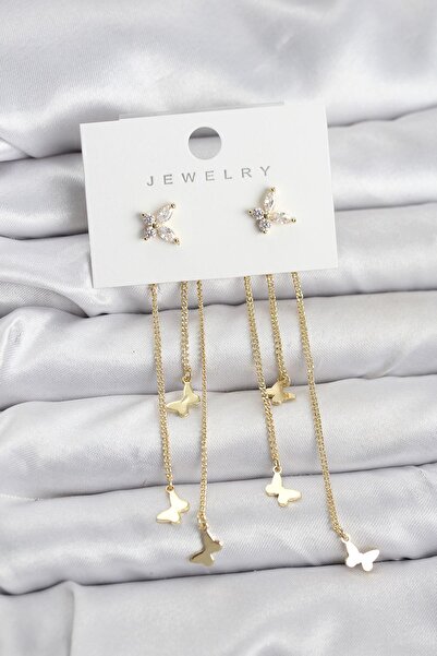 Inure Jewelry أقراط نسائية متدلية من النحاس الأصفر على شكل فراشة