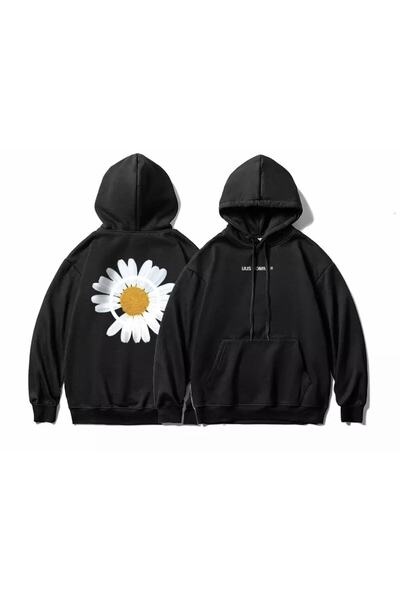 donamod Papatya Digital Back cu imprimeu cu glugă Super supradimensionat Hano...