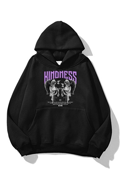 donamod Hanorac unisex Kindness Negru Trndz1811