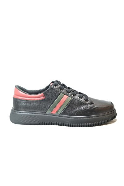 KOMCERO 7665-2 Ανδρικά παπούτσια casual από γνήσιο δέρμα με μαύρη χοντρή σόλα