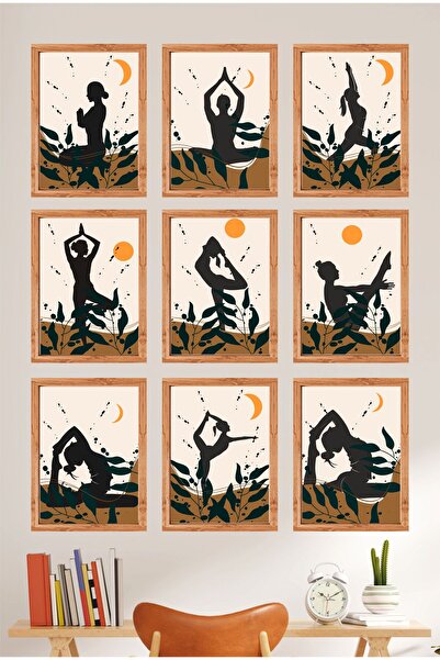 UNT Set de pictură cu imprimare UV MDF cu aspect de cadru tematic yoga 15x20 ...