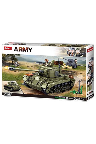 Sluban Set de construcții al armatei, 742 de piese, tanc american -
