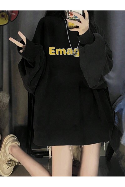 donamod Pulover cu umeri drop Letter Graphic din seria Coke