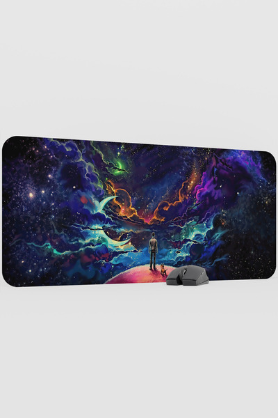 mousepad bastir Dijital Evrende Dog and Man V4 90X40 XXL Gaming Rubber Non-Sl...