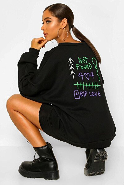 donamod Rip Love Oversize Black Sweatshirt VDPSWT173