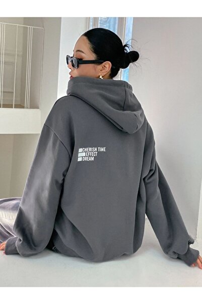 donamod سويت شيرت نسائي بغطاء للرأس مقاس كبير مطبوع عليه مدخن Cherish Time TS...