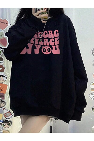 donamod Pulover cu umeri căzuți grafic cu slogan din seria Coke