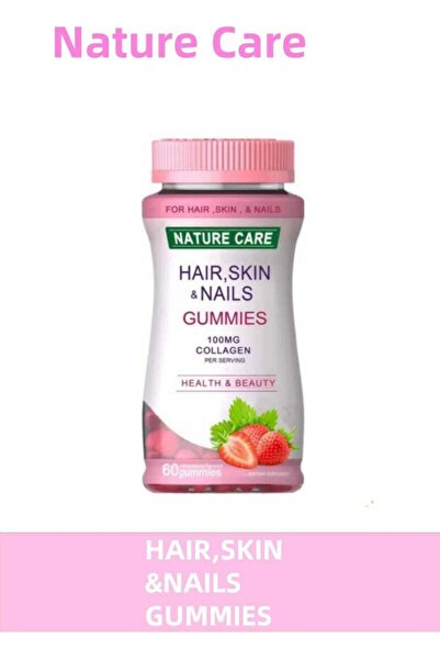 Nature Care Triple Action Hair Skin Nails Gummies | 100mg Collagen + Biotin |...
