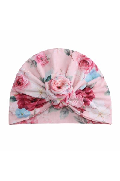 Superbaby Flowered hat in shades of pink, turban type