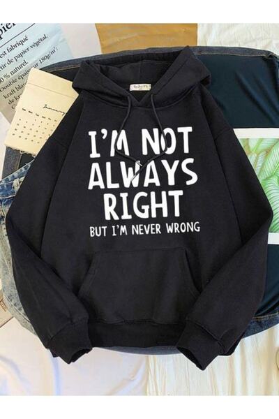 donamod Bărbați Negru I'm Not cu imprimeu supradimensionat cu glugă Swea tric...