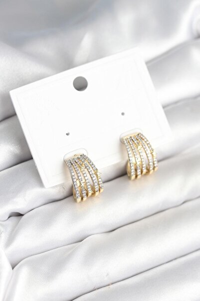 Inure Jewelry أقراط نسائية من النحاس مرصعة بحجر الزركون على شكل ضلوع