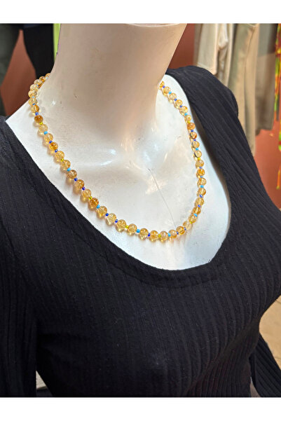 ayrestyle Citrine Natural Stone Long Necklace 55cm Colorful Sand Beaded Women...