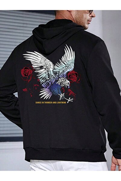 donamod Hanorac cu glugă din seria Coko Extended Sizes Plus cu grafică Eagle ...