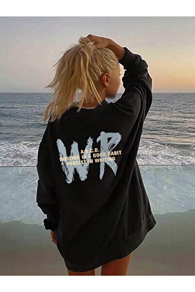 donamod Crna WR Štampano Oversize kroj muška majica bsgwrsweat