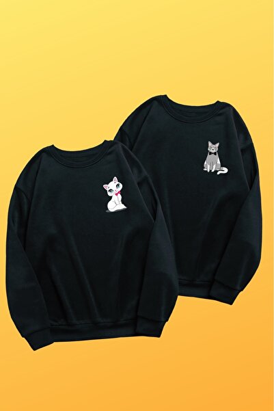 donamod Set de cu imprimeu combinații unisex negre pisică cik pisică beniseng...