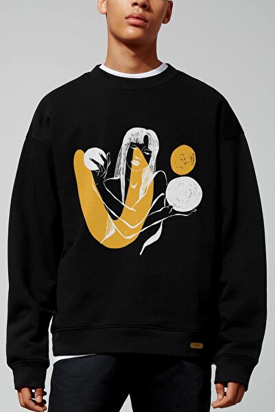 donamod Material Woman Hanorac negru oversize Adrift178