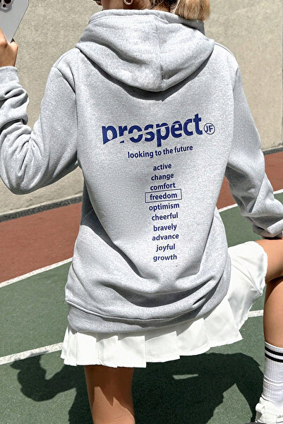 donamod Hanorac unisex cu imprimeu Prospect KP-BEIG-PROSPECT