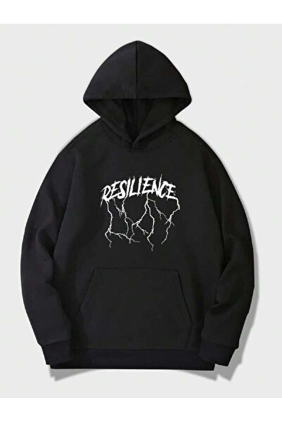 donamod Hanorac unisex negru cu imprimeu Resilience Raster