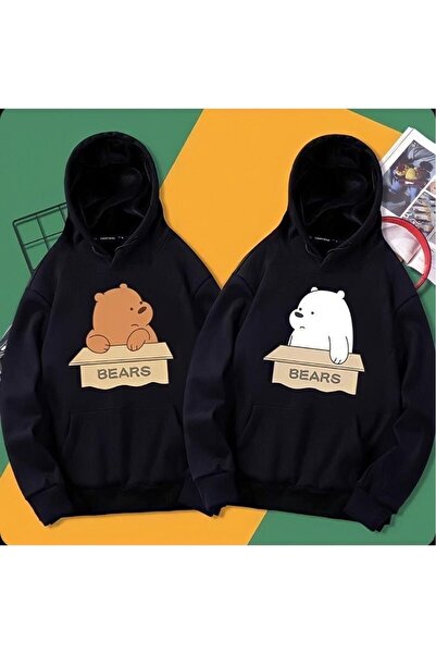 donamod Combinație unisex cu ursuleț negru maro iubit supradimensionat cu glu...