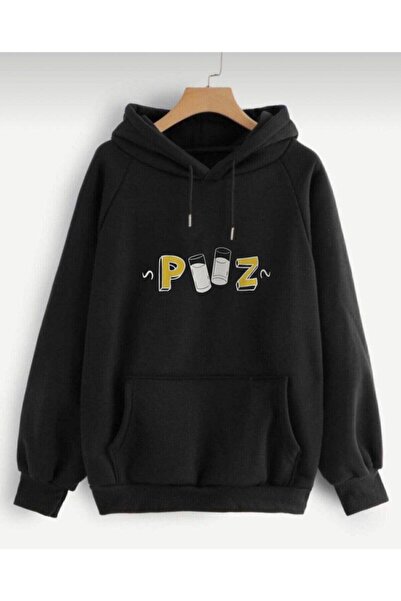 donamod Black Piiz Font cu imprimeu Swea tricou  TS-PIIZSWT