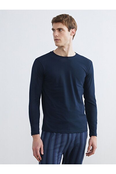 LC Waikiki طاقم الرقبة طويلة الأكمام الرجال منامة الأعلى